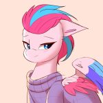  blue_body blue_eyes blue_feathers blue_hair blue_mane blush blush_lines clothing equid equine feathered_wings feathers fur hair hasbro hi_res mammal mane mlp_g5 multicolored_body multicolored_feathers multicolored_wings my_little_pony nari_artsz pegasus pink_body pink_feathers pink_hair pink_mane purple_body purple_feathers simple_background sweater topwear white_body white_feathers white_fur wings zipp_storm_(mlp) 