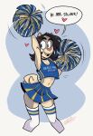  &lt;3 anthro black_hair bottomwear cadaverrdog canid canine canis cheerleader clothed clothing crop_top crossdressing curled_tail dialogue domestic_dog english_text fangs finlay_(cadaverrdog) fur girly hair hi_res legwear mammal miniskirt open_clothing open_mouth open_smile pom_poms shirt simple_background skirt smile solo speech_bubble stockings tan_body tan_fur teeth text topwear white_background wide_eyed 