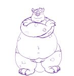  belly big_belly blush bulge claws disney horn looking_at_viewer male monster monsters_inc navel overweight pixar roderickraccoon smile solo sulley 