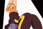  2023 2d_animation animated anthro bent_over big_butt bodysuit butt canid canine captain_squiggins clothing diane_foxington dreamworks female fox fur looking_back loop mammal orange_body orange_fur rear_view shaking_butt simple_background skinsuit solo the_bad_guys tight_clothing twerking 
