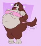  &lt;3 3_toes 4_fingers anthro belly_overhang big_breasts bird_dog blush blush_lines breast_squish breasts brown_body brown_fur canid canine canis clothing domestic_dog feet female fingers fur gutgunk hi_res huge_breasts huge_hips huge_thighs hunting_dog kooikerhondje love mammal mariesun navel navel_outline obese obese_female overweight overweight_female pink_background pink_clothing simple_background solo spaniel squish tail tail_motion tailwag tan_body tan_fur thick_thighs toes underwear 