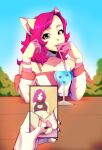 anthro cellphone domestic_cat drinking felid feline felis genitals girly hi_res holding_cellphone holding_object holding_phone male mammal penis phone spread_legs spreading suelix 