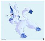  absurd_res anthro anus eeveelution female feral food generation_4_pokemon genitals glaceon hi_res looking_back lying nintendo on_front pawpads pokemon pokemon_(species) popsicle pussy senz solo sploot tail text url 