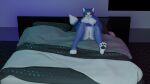  16:9 acetrace114 anthro blue_body blue_fur blue_hair bodily_fluids breasts canid canine feet female fox fur genital_fluids genitals hair hi_res krystal looking_at_viewer mammal nintendo nipples nude pussy simple_background smile solo star_fox white_body white_fur widescreen 