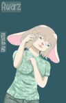  absurd_res anthro awarz clothing female heterochromia hi_res lagomorph lips mammal orange_lips pajamas simple_background solo trans_(lore) uny_grostia upset 