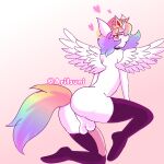  anthro aritsuni aritsuni_(character) balls butt clothing collar crown ear_piercing ear_ring equid equine feathered_wings feathers genitals girly hair headgear hi_res horn legwear male mammal multicolored_hair multicolored_tail orange_eyes penis piercing ring_piercing solo tail white_body winged_unicorn wings 