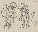  anthro black_and_white claws digitigrade fluffy fluffy_tail generation_7_pokemon iscofish licking licking_lips lidded_eyes lycanroc male monochrome neck_tuft nintendo open_mouth paws pokemon pokemon_(species) signature sitting smug solo tail tongue tongue_out tuft 