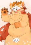  2023 96panda anthro belly blush cape clothing convenient_censorship deer hi_res kemono lying male mammal mask moobs overweight overweight_male sibuxiang_the_deer_(youshouyan) solo tongue tongue_out youshouyan 