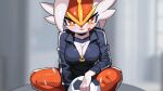  16:9 2023 anthro ball breasts cinderace cleavage clothed clothing drunk_oak female fingers front_view fur generation_8_pokemon hi_res nintendo open_mouth pokemon pokemon_(species) pupils soccer_ball solo topwear white_body white_fur white_pupils widescreen 