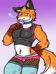  &lt;3 anthro blep canid canine clothed clothing crop_top crossdressing epic_games fennix_(fortnite) fishnet fishnet_legwear fortnite fox foxytwist girly green_clothing hi_res legwear male mammal pink_clothing pose red_fox shirt solo thigh_highs tongue tongue_out topwear 