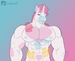 abs animated anthro biceps big_muscles digital_media_(artwork) disembodied_hand equid equine fur ghost_hands groping_chest hair horn looking_at_viewer male mammal muscle_worship muscular muscular_anthro muscular_male nipples nude pecs pink_hair simple_background smile solo solo_focus unibro_pi unibro_pi_(character) unicorn unicorn_horn white_body white_fur 