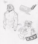  2022 abdominal_scar anthro arm_scar beard bodily_fluids censor_bar censored censored_genitalia censored_penis claws crazed_look drooling duo equid equine evil_grin eye_scar eyebrows facial_hair facial_scar feathered_wings feathers federalchemical1728 finger_claws fluffalo_(fluffy_pony) fluffy_pony fluffy_pony_(species) fur graphite_(artwork) greyscale half-closed_eyes hip_scar humanoid_hands lip_scar male mammal mane monochrome narrowed_eyes nude pegasus pencil_(artwork) quills ringed_eyes saliva scar sharp_teeth shoulder_scar simple_background sketch smile tail tail_tuft teeth thick_eyebrows traditional_media_(artwork) tuft underbite watermark white_background wings xeno_(federalchemical1728) 