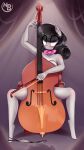  2023 absurd_res anthro blush bowed_string_instrument breasts cello clothing digital_media_(artwork) english_text equid equine female fingers friendship_is_magic hasbro hi_res mammal musical_instrument my_little_pony nevobaster octavia_(mlp) solo spread_legs spreading string_instrument text 