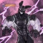  abs alexxxnttt anthro biceps black_body digital_creature electricity five_nights_at_freddy&#039;s five_nights_at_freddy&#039;s:_security_breach five_nights_at_freddy&#039;s:_security_breach_ruin glowing glowing_eyes glowing_markings grin hi_res lagomorph leporid lightning looking_at_viewer machine male mammal markings muscular muscular_male muscular_thighs mxes_(fnaf) nude pecs rabbit robot scottgames smile smirk solo solo_focus steel_wool_studios text toothy_grin 
