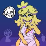  animatronic anthro apron apron_only avian belly bird blush blush_lines cally3d canid canine chica_(fnaf) chicken clothing cryptiacurves duo eyes_popping_out fan_(fnaf) female female/female five_nights_at_freddy&#039;s food fox foxy_(cally3d) foxy_(fnaf) fredina&#039;s_nightclub galliform gallus_(genus) hair hands_on_pelvis hi_res humanoid machine mammal mevka_(artist) mostly_nude office phasianid pizza pizza_slice ponytail robot robot_humanoid scottgames sitting_on_desk smile smiling_at_viewer smug solo speech_bubble yellow_body yellow_skin 