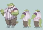  00murice 2023 anthro belly big_belly bottomwear clothing crocodile crocodilian crocodylid green_body kemono male overweight overweight_male pants reptile scalie shirt solo topwear 