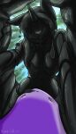  2023 absurd_res anthro artist_name big_breasts breasts dripping duo equid equine fan_character female first_person_view forest fur glistening hair hasbro hi_res horn latex liquid_latex mammal my_little_pony nana_gel nipples nude outside plant purple_body purple_fur tree unicorn 