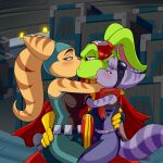  angela_cross bucky_o&#039;hare bucky_o&#039;hare_(series) crossover erection face_lick female hare hi_res kissing lagomorph leporid licking lombax lonbluewolf male male/female mammal ratchet_and_clank rivet_(ratchet_and_clank) sony_corporation sony_interactive_entertainment tongue tongue_out 