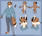  anthro canid canine chibi clothed clothing fox fully_clothed headshot_portrait hi_res male mammal mikhel(character) model_sheet portrait reference_image simple_background sirfluffalot! solo 
