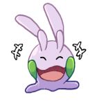  +_+ :d closed_eyes commentary facing_viewer full_body goomy happy no_humans open_mouth pokemon pokemon_(creature) rei_(esprei96) simple_background smile solo tongue white_background 