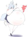  &lt;3 accessory animal_humanoid areola belly belly_expansion belly_inflation big_belly big_breasts blue_hair blush blush_lines breasts canid canid_humanoid canine canine_humanoid dialogue expansion female fox_humanoid futon_(artist) green_eyes hair hair_accessory hi_res huge_breasts huge_thighs humanoid hyper hyper_belly hyper_breasts inflation japanese_text mammal mammal_humanoid motion_lines navel nipples open_mouth shadow simple_background solo standing surprise tail text thick_thighs wide_eyed 