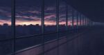  akafune building ceiling city cityscape cloud cloudy_sky commentary_request evening highres indoors no_humans original reflective_floor scenery signature sky skyline sunset tile_ceiling tile_floor tiles window 