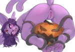  anthro anus askart ass_up butt eeveelution espeon female food forehead_gem forked_tail fruit fur generation_2_pokemon genitals hair hi_res jack-o&#039;-lantern looking_at_viewer looking_back looking_back_at_viewer nintendo nude open_mouth pink_body pink_fur plant pokemon pokemon_(species) pumpkin purple_hair pussy raised_tail rear_view solo tail unusual_anatomy unusual_tail vine_bondage vines 