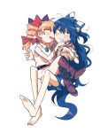  2girls :d :t bangle bare_arms bare_shoulders barefoot belt black_belt blue_bow blue_hair blush boots bow bracelet closed_mouth couple dark_blue_hair drawstring dress drill_hair embarrassed from_side full_body furrowed_brow hair_between_eyes hair_bow hand_on_another&#039;s_cheek hand_on_another&#039;s_face hand_up hands_up high_collar hood hood_down incest invisible_chair jewelry knee_boots long_hair looking_at_another multiple_girls necklace open_mouth orange_hair re_ghotion red_bow ring sanpaku short_sleeves siblings simple_background sisters sitting sitting_on_lap sitting_on_person sleeveless sleeveless_dress smile sweat touhou twin_drills twintails unkempt v-shaped_eyebrows very_long_hair white_background yorigami_jo&#039;on yorigami_shion yuri 