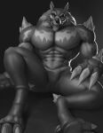  anthro beast_machines canid canine canis earthist greyscale hasbro hi_res hybrid looking_at_viewer male mammal monochrome muscular noble_(bm) pecs pinup pose solo spikes takara_tomy transformers were werecanid werecanine werewolf wolf 