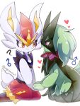  &lt;3 2023 anthro blush cinderace duo fur gender_symbol generation_8_pokemon generation_9_pokemon girly green_body green_fur male male_symbol meowscarada nintendo pink_eyes pokemon pokemon_(species) question_mark symbol usagi_kawaiine7 white_body white_fur 