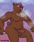  absurd_res bear heckfrog hi_res male mammal nude smoking 