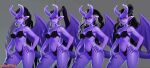 2_horns black_hair bra clothed clothing colored demon demon_humanoid dollightful_(copyright) ear_piercing ear_ring female hair hi_res highlights_(coloring) hoop_ear_ring horn horned_humanoid humanoid humanoid_pointy_ears katherine_murray multicolored_hair nails panties piercing ponytail pose purple_body purple_skin ring_piercing shaded sharp_nails solo succubus tail tailed_humanoid underwear underwear_only watermark winged_humanoid wings zura_(dollightful) 