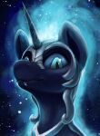  absurd_res armor big_ears blue_eyes blue_hair blue_mane blue_sclera bust_portrait digital_media_(artwork) equid equine ethereal_hair ethereal_mane fangs female feral friendship_is_magic hair hasbro headgear helmet hi_res horn long_horn looking_down mammal mane my_little_pony nightmare_moon_(mlp) portrait pseudo_hair pseudo_mane ryanmandraws solo teeth unicorn 