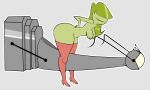  2023 alien bent_over_with_legs_held_straight boots breasts clothing digital_drawing_(artwork) digital_media_(artwork) female footwear gold-white-kott green_body green_hair green_skin hair hair_over_eyes hi_res legwear medium_breasts ms._tammers my_life_as_a_teenage_robot nickelodeon nipples pink_nipples simple_background solo thigh_boots thigh_highs white_background 