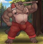  absurd_res amideo axe barazoku beard beaver belly biceps body_hair bottomwear bulge chest_hair chest_tuft clothing daddy_(disambiguation) denim denim_clothing facial_hair flexing hairy hi_res himbo jeans lumberjack male mammal manly mature_male musclegut muscular mustache nipples overweight pants paws piercing rodent slightly_chubby tail tuft 