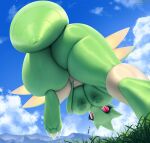  anthro arthropod arthropod_abdomen arthropod_abdomen_genitalia big_breasts big_butt breasts butt female generation_1_pokemon genitals hi_res insect insect_wings looking_at_viewer looking_back looking_back_at_viewer nintendo nude ovipositor pokemon pokemon_(species) scyther solo thick_thighs thousandfoldfeathers wings 