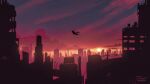  1boy artist_name building city cloud dated evening gradient_sky highres night night_sky nothingblues_yuki orange_sky original outdoors sky solo sun sunset 