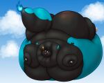  air_inflation alvro belly big_belly big_butt big_tail black_body blue_body blue_fire blush body_inflation butt charmeleon chubby_male cloud cloudscape colored_fire detailed exclamation_point fire fire_denial fire_inflation flaming_tail floating generation_1_pokemon huge_butt huge_tail hyper hyper_belly hyper_butt hyper_tail immobile inflation male nintendo pokemon pokemon_(species) puffed_cheeks shaded sky slightly_chubby solo swelling tail taped_mouth tokomi_flametail 