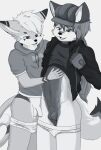  animal_genitalia anthro balls briefs canid canine canis clothed clothing duo felid flaccid foreskin fox foxzor genitals greyscale hand_on_stomach hat headgear headwear hi_res hoodie humanoid_genitalia humanoid_penis hybrid ion_(ion-yggdrasil) leo_(foxzor) lion male male/male mammal midriff monochrome pantherine partially_clothed penis penis_tip raised_clothing raised_topwear sheath simple_background tighty_whities topwear underwear underwear_down white_briefs white_clothing white_underwear wolf young 