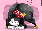  anthro big_butt black_body black_eyes bodily_fluids bottomwear breasts butt clothing disney female footwear gloves handwear hat headgear headwear hi_res huge_butt jack-o&#039;_pose mammal minnie_mouse mouse murid murine pose rodent shoes skirt smile solo sweat tail thedeathcrow05 