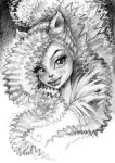  anthro blush canid canine curled_hair darko_djordjevic eyebrows eyelashes fangs female glistening glistening_lips hair lips mammal mattel monster_high ponytail prick_ears silvi_timberwolf sketch smile solo teeth were werecanid werecanine werewolf 