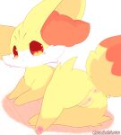  2023 anus artist_name blush blush_lines butt cheek_tuft colored digital_drawing_(artwork) digital_media_(artwork) facial_tuft female fennekin feral floor fluffy fluffy_tail fur generation_6_pokemon genitals hi_res hip_tuft looking_at_viewer looking_back looking_back_at_viewer lying lying_on_floor misumasu mouth_closed multicolored_body multicolored_fur nintendo nude pawpads paws pokemon pokemon_(species) presenting presenting_hindquarters pussy raised_tail red_body red_eyes red_fur red_tail shaded simple_background solo sumichisuu tail text tuft white_body white_fur wood wood_floor yellow_body yellow_fur yellow_tail 