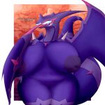  2023 absurd_res anthro areola big_breasts breasts english_text female generation_7_pokemon genitals hi_res naganadel nintendo nude pokemon pokemon_(species) pussy simple_background solo tagme text thick_thighs ultra_beast vagoncho wings 