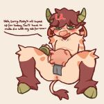  anal_only anthro bovid bovine cattle female highland_cattle horn mammal moo(pjpaws) pjpaws solo speech_bubble spread_legs spreading tape tape_on_pussy teats text udders 