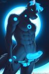  anthro athletic athletic_anthro athletic_male bedroom_eyes black_body black_fur blue_eyes blue_hair blue_penis canid canine canis clothing clothing_pull erection fur genitals glowing glowing_genitalia glowing_penis hair hi_res humanoid_genitalia humanoid_penis hybrid_genitalia hybrid_penis jockstrap jockstrap_down jockstrap_pull knot knotted_humanoid_penis looking_at_viewer machine male mammal narrowed_eyes penis robot seductive sigma_x solo underwear underwear_pull undressing wolf 