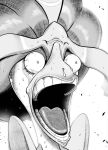  ambiguous_gender anthro beak better_version_at_paywall bodily_fluids cropped enel eyes_popping_out gaping_mouth generation_9_pokemon greyscale hair hi_res humor kicktyan meme monochrome nintendo open_mouth pokemon pokemon_(species) quaquaval reaction_image runny_nose shocked shocked_expression solo surprise surprised_expression sweat teeth 