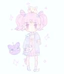  animal_ears bishoujo_senshi_sailor_moon blush cat cat_ears chibi_usa cuchuflis hair_ribbon lowres pastel_colors pink_hair ribbon shining socks 