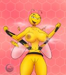  &lt;3 &lt;3_eyes 2023 antennae_(anatomy) anthro areola arthropod bee big_breasts breasts butt clothed clothing crescent-blue-zero dress female genitals hi_res huge_breasts hymenopteran insect lena_the_bee nipples non-mammal_breasts pussy russian_cooking_oil_commercial smile solo tearing_clothing tight_clothing tongue tongue_out torn_clothing wings 