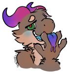  &lt;3 &lt;3_eyes ambiguous_gender anthro blue_tongue bodily_fluids brown_body brown_fur claws dergdoodles drooling drooling_tongue fangs flirting fur furred_kobold green_eyes horn kobold lustful_gaze matty_(dergdoodles) pink_claws pink_horn purple_tongue saliva smile solo teeth tongue 