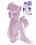  2021 blush chest_tuft draw3 equid equine eyebrows feathered_wings feathers female feral fetlocks fluffy hair hasbro hi_res hooves inner_ear_fluff leg_tuft mammal mlp_g5 monochrome my_little_pony pegasus raised_hoof scarf simple_background smile solo tail tuft wings zipp_storm_(mlp) 